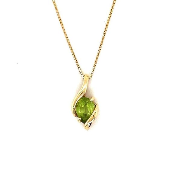14k YG Peridot Necklace - Picture 1 of 8